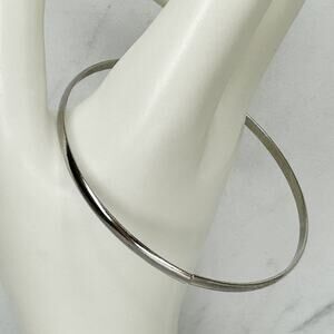 Simple Thin Silver Tone Bangle Bracelet Minimalist Slip-On Stacking ✨